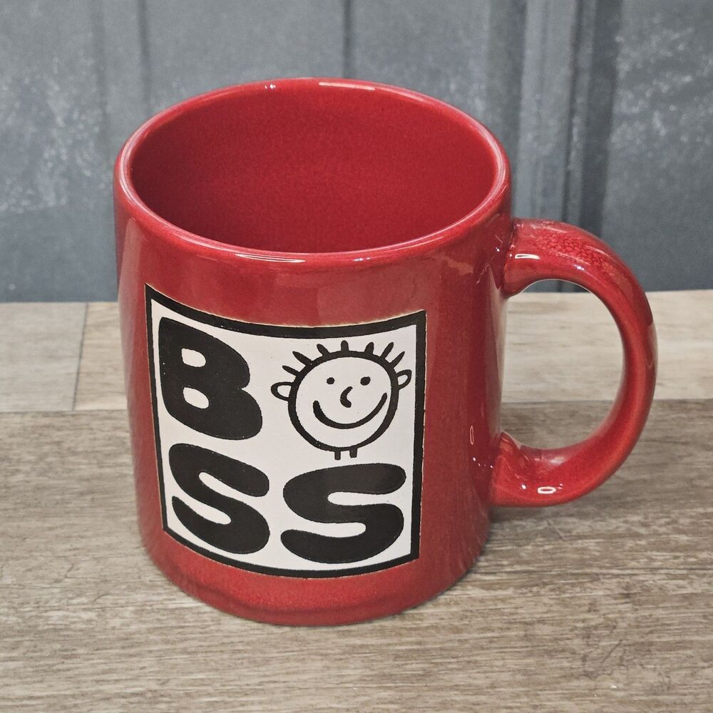 Waechtersbach Red Boss Happy Sad Face Coffee Tea Mug Cup 12 oz Vintage Germany